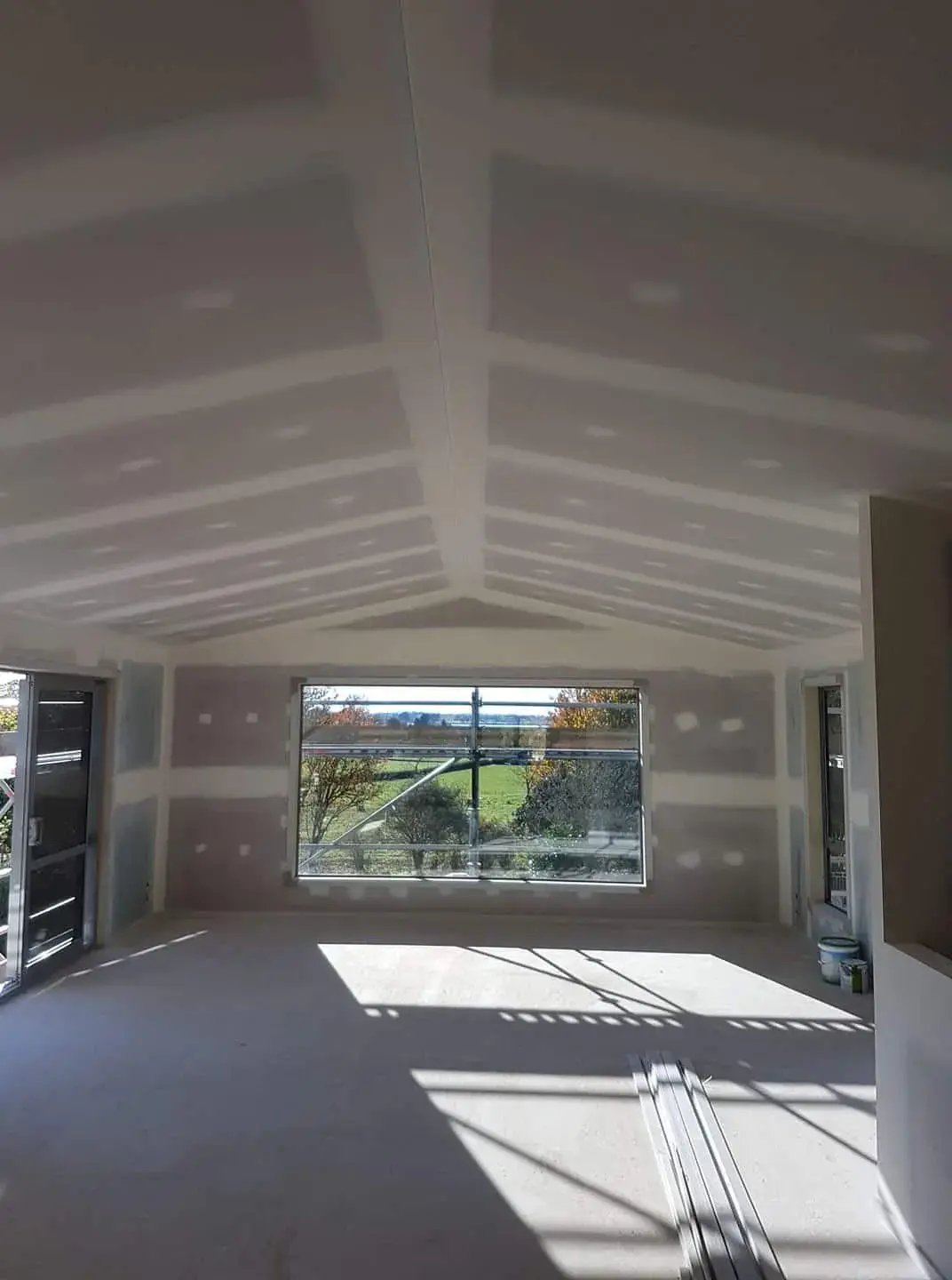 Freshly stopped and plastered GIB walls and ceiling in Waikato